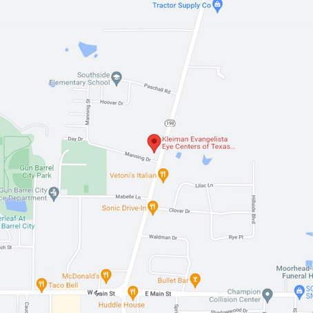 Google Map Showing Kleiman Evangelista Eye Centers of Texas Gun Barrel City Clinic