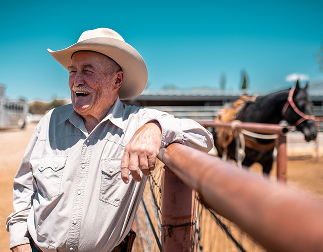cataract surgery patient on his ranch