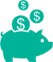 Piggy bank with dollar coins pms