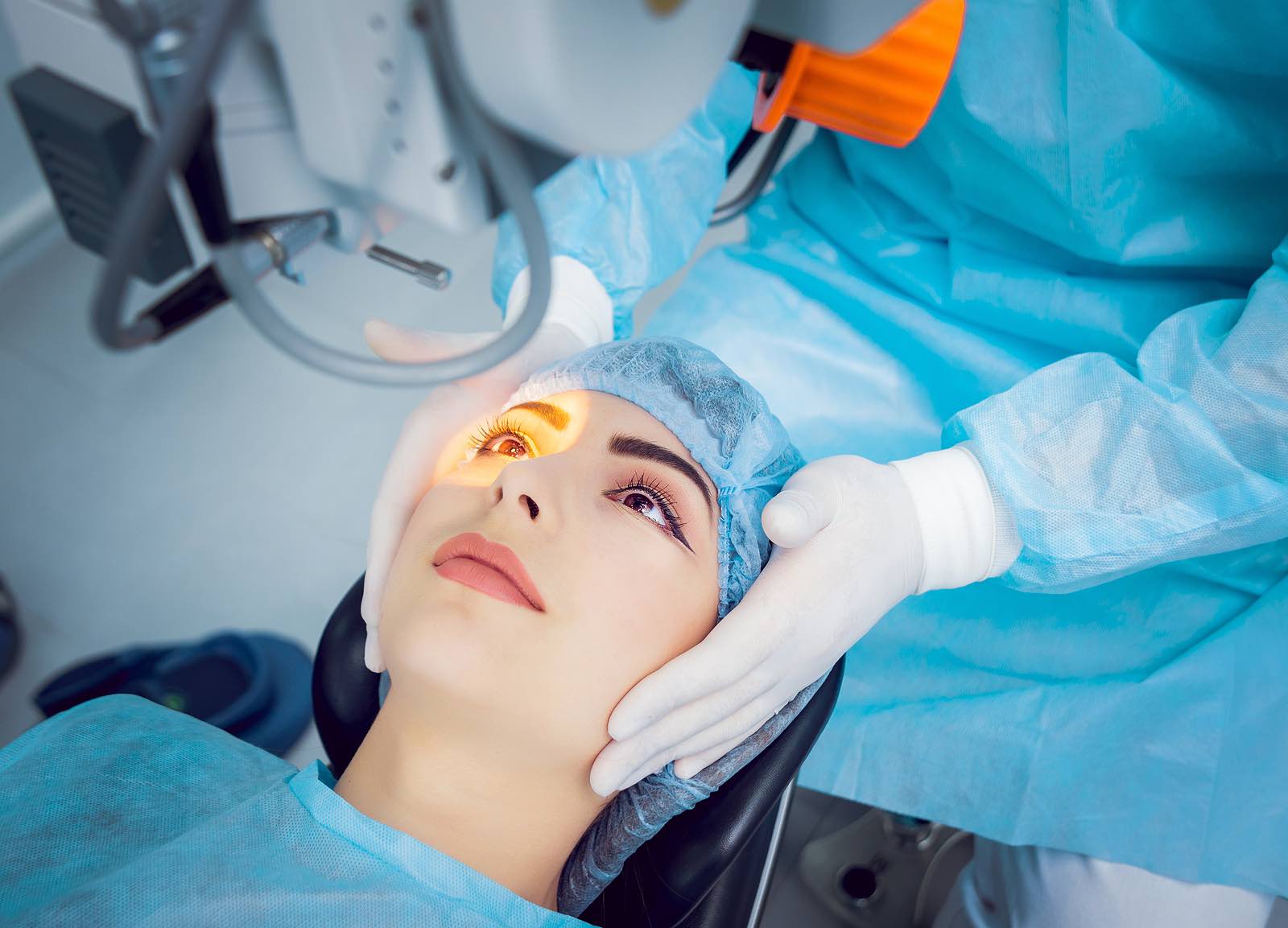 woman getting eye surgery